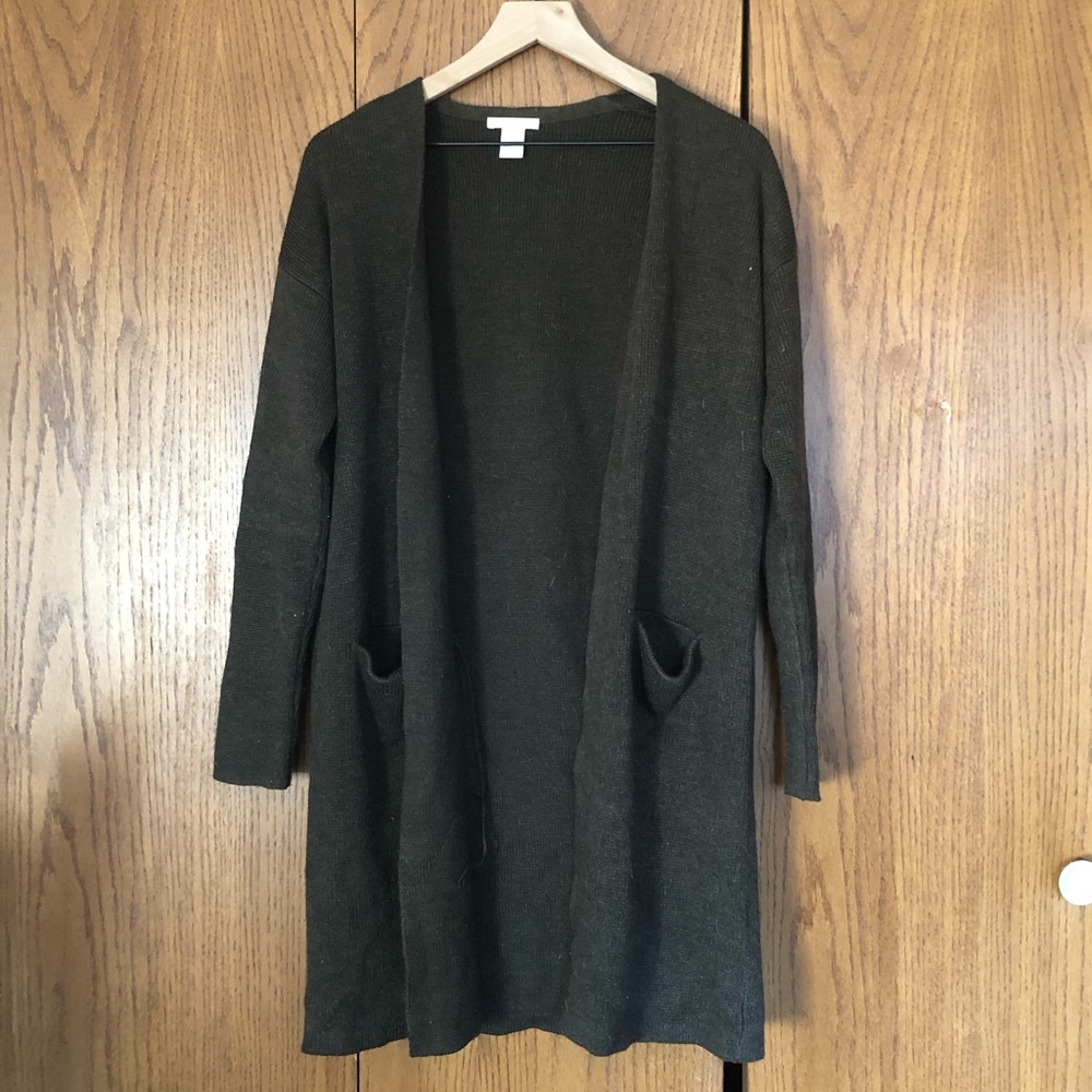 Olive green long cardigan